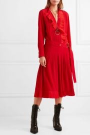 Ruffled silk crepe de chine midi dress at Net A Porter